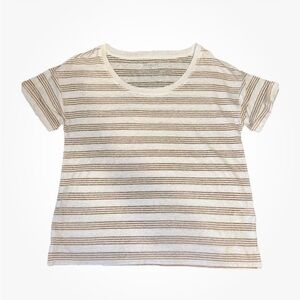 Talbots white gold stripe tee shirt petite small NWOT